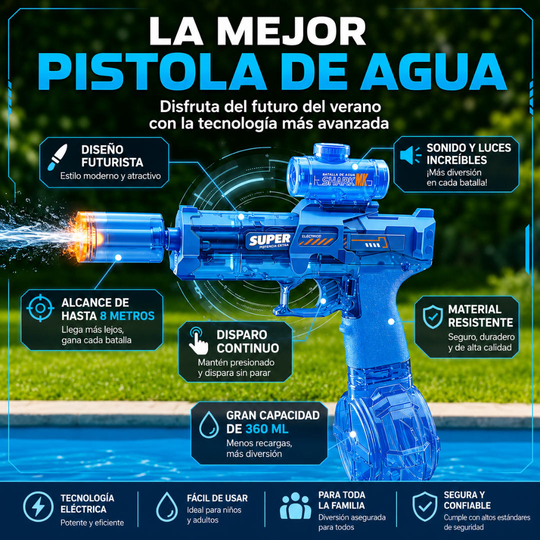 💦AkuaBoom™ | Pistola de Agua Automática Recargable